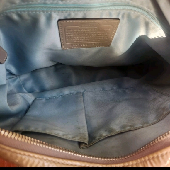 COACH Kristen Patent Leather Hobo Crossbody Bag Taupe Large 19299 - Picture 9 of 11